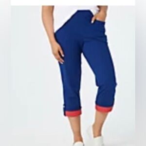 Quacker Factory French Terry pants with roll-up cuffs, XXS. Cotton.